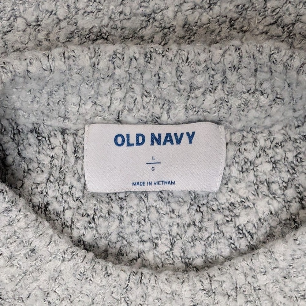 Old Navy Large Grey Crewneck long Sleeve Fluffy Knit Sweater Cozy Fluffy - Picture 3 of 4